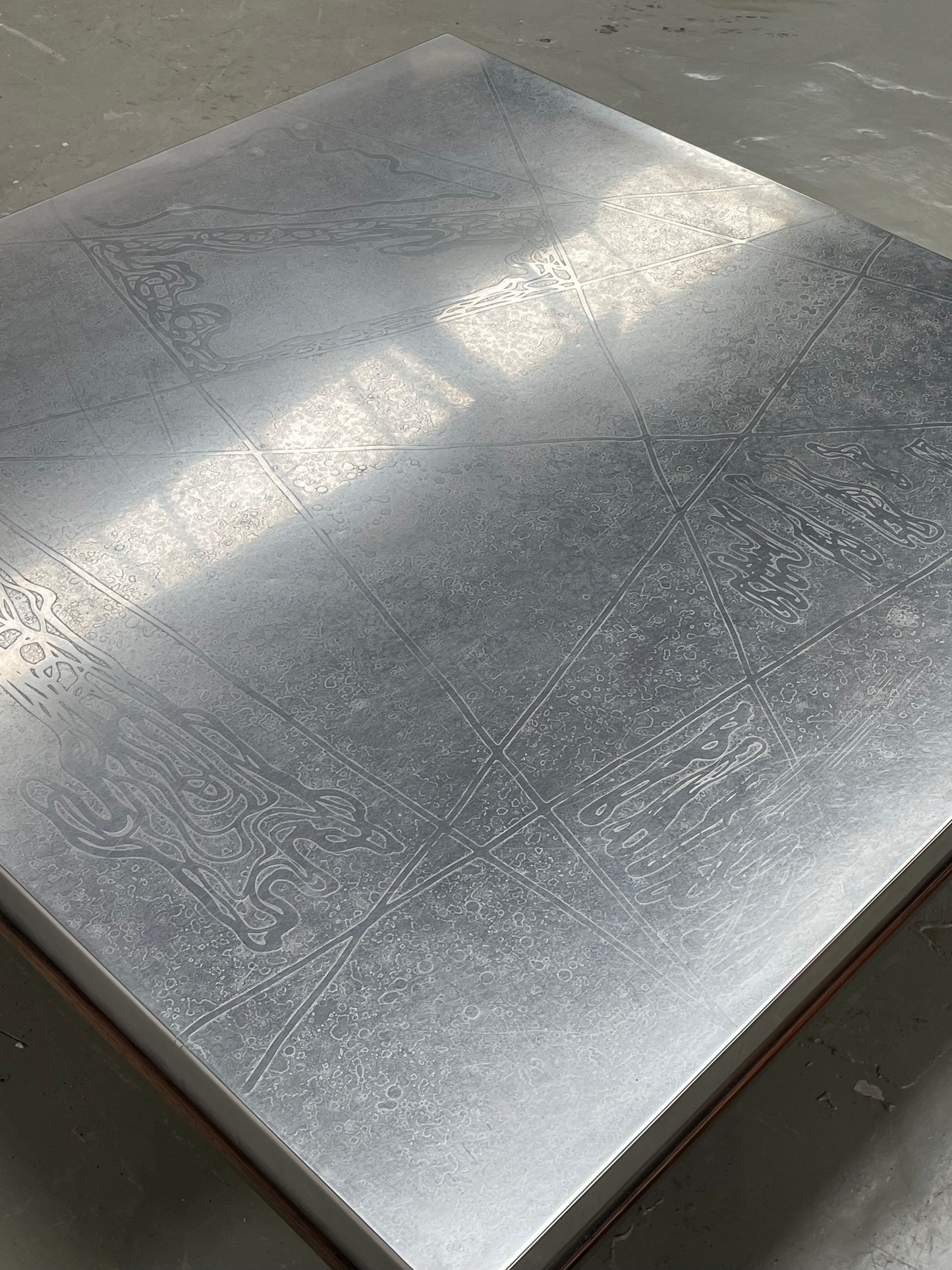 Vintage Heinz Lilienthal etched coffee table Germany 1970
